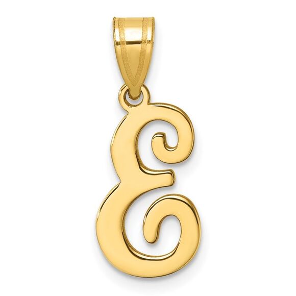 Kazi Luxury 14k Yellow Gold Script Letter E Initial Pendant - Picture 1 of 4